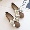 Single shoes female bow fairy wind one pedal flying woven beanie shoes soft sole breathable knitted shoes female summer