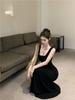 Black Summer Backless Spaghetti Strap Maxi Bodycon Dress