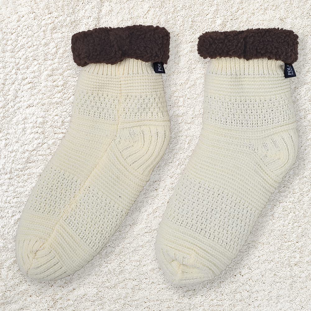 Gunze POLO BCS Room Socks with Fleece Lining and Woven Name Tag