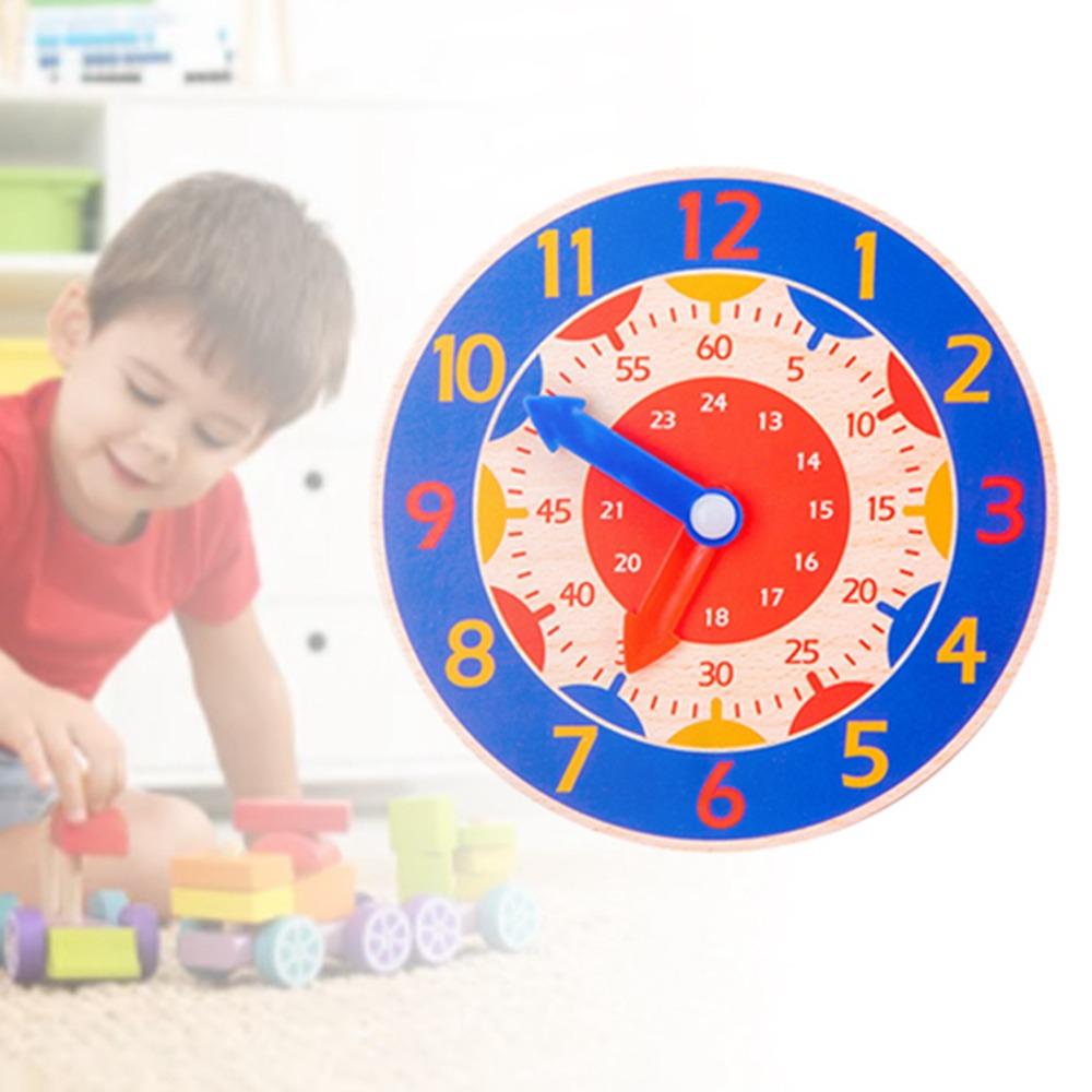 Wooden Material Wooden Teaching Clock Improve Observation Learning Clock Toy Preschool Education