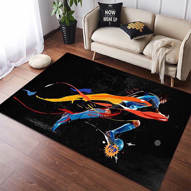 Vibrant Basketball Match Scene Area Rug, Non-Slip Floor Mat