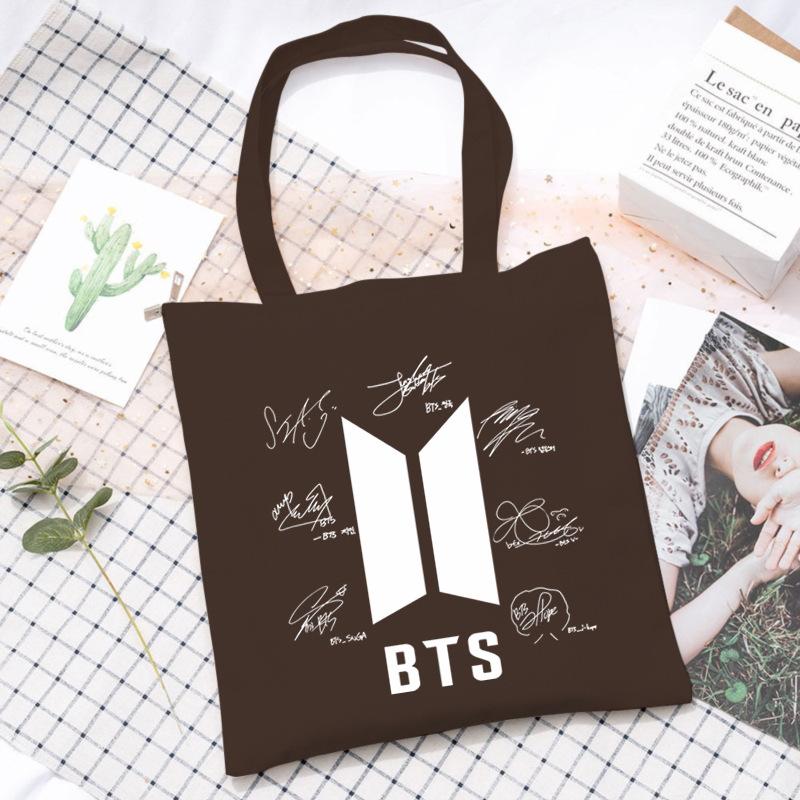Korean Style Printed Canvas Tote Bag for Women Men Large Capacity Commuter Shoulder Handbag Fashionable Daily Outing Purse KTB