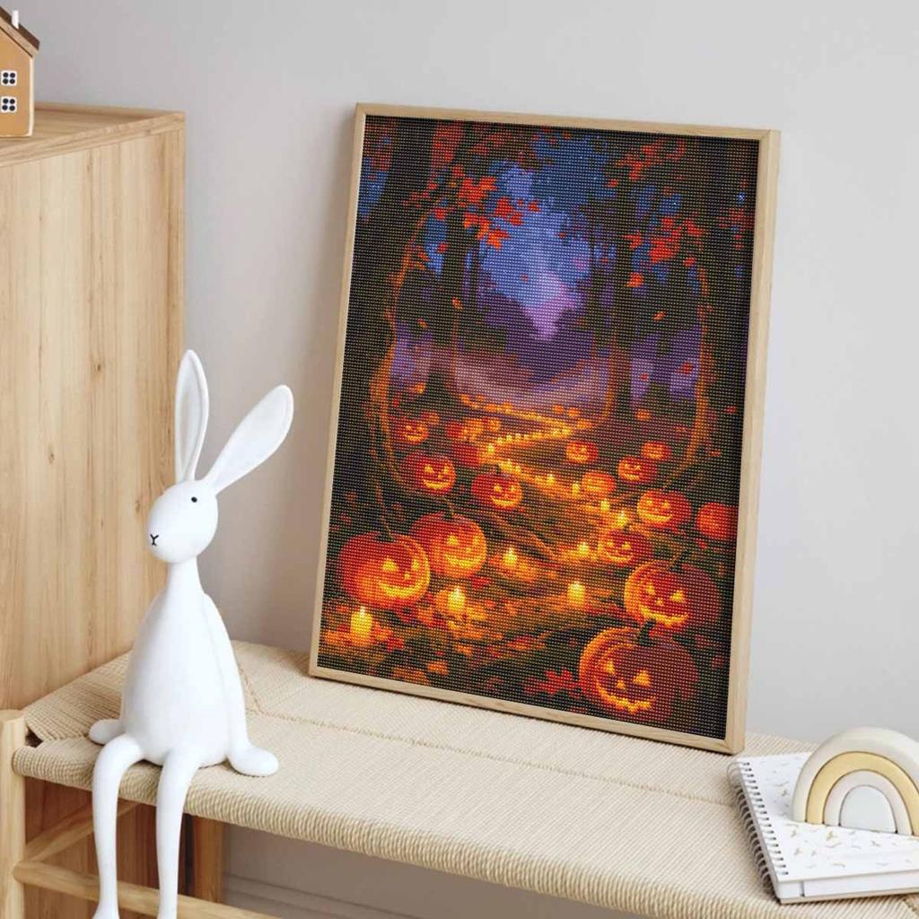 Halloween Diamond Painting Kit Handmade Diy Painting Home Decoration Painting Pumpkin Forest Night Art Craft Set for Wall Decor