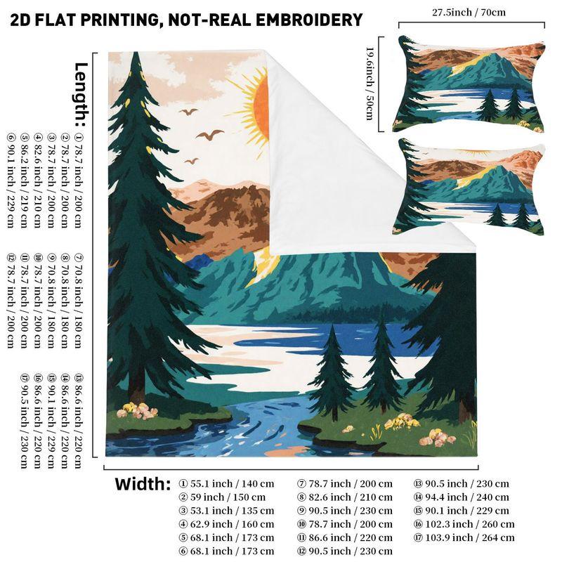 3Pcs Bedding Pillowcase Quilt Cover Set Sunrise View Pattern 2D Digital Printing Suitable For Bedroom Hotel Dormitory Decor