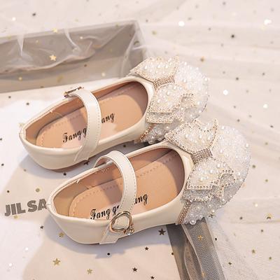 Kinder Lederschuh Frühling Herbst Kinder Prinzessin Schuhe Mode Süße Strass Schleife Mädchen Ballerinas für Hochzeit Flach