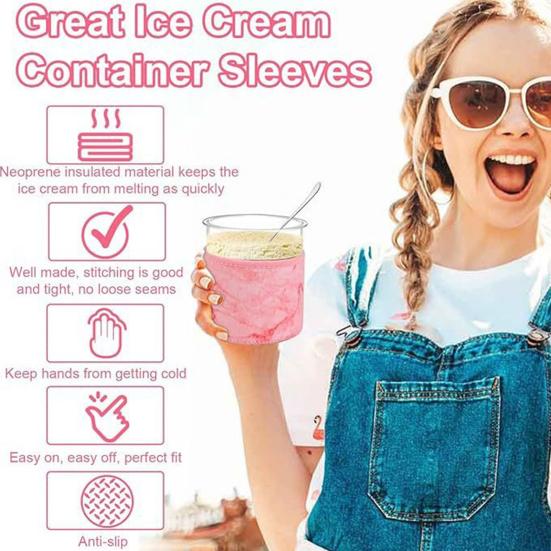 4 Pcs Neoprene Ice Cream Sleeve Holder Spoon Holder Insulators Cream Sorbet Sleeve Accessory for 24oz Ninja Cream Pints NC501, NC500