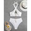2025 Halter Cut Out High Waist Bikini Female Swimsuit Women Swimwear Two-pieces Bikini Set Padded Bather Bathing Suit Swim V6256