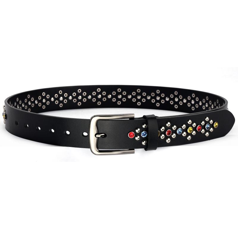 Belt, Men's Rivet Rhinestone Belt, Women's Needle Buckle Punk Fashion Trend High-end Full Diamond Belt