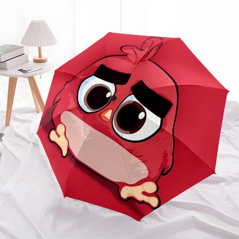 1pc Angry Bird Automatic Open/Close Folding Umbrella, Windproof 8-Rib Construction, Lightweight Travel Umbrella for Women/Men 15