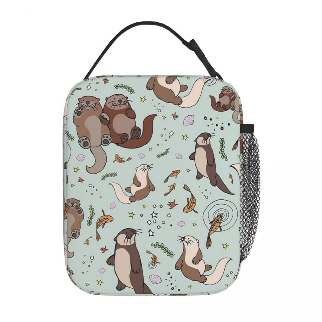 Süßer Otter im Wasser Muster Isolierte Lunchtasche für Damen Büro Kühlertasche Thermische Lebensmittelbox Tragbare Lunchboxen Behälter