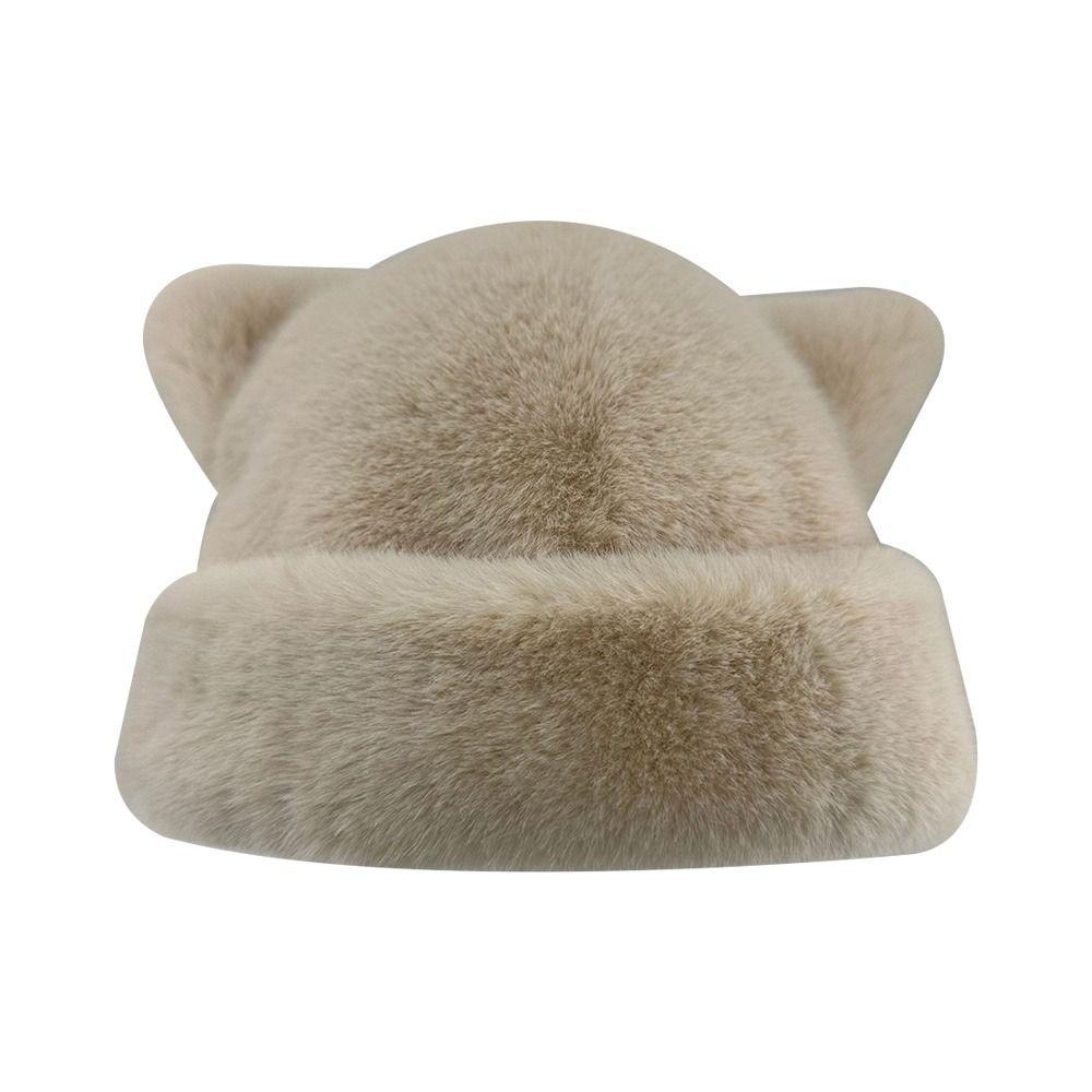 Fashion Warm Winter Hat Ear Protection Cute Ears Fluffy Fur Bucket Hat Snowy Day Soft Fisherman Hat Chrismas Gifts
