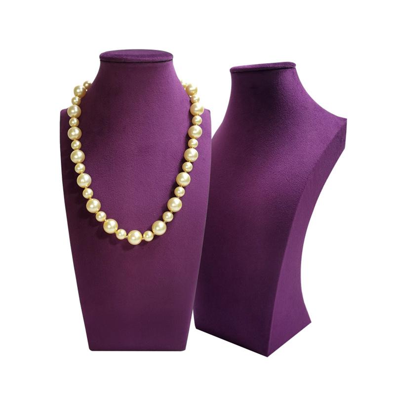 Wooden Thick Neck Jewelry Necklace Pendant Storage Display Stand White Leather Green Pink Purple Velvet Jewelry Display Props