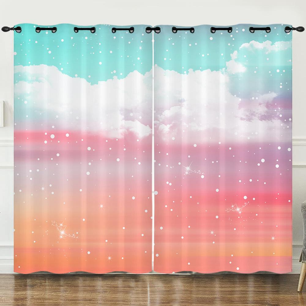 Curtain Color Highlight 3D Digital Printing Blackout Curtain Punching