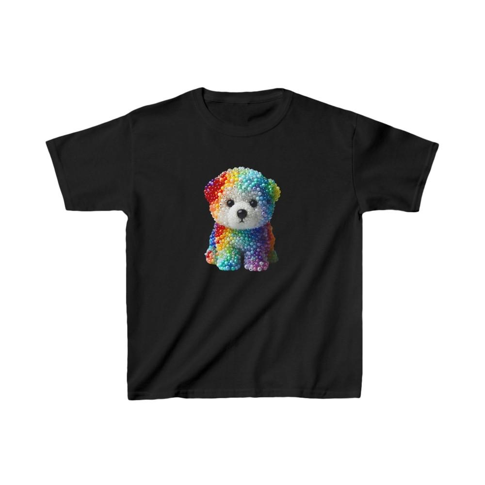 Unisex Kids Beaded Dog Cotton T Shirt Tee Youths Childs Unisex T-Shirt