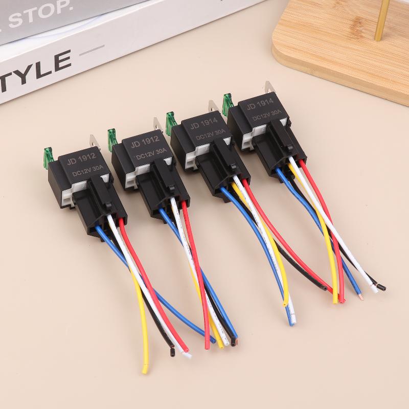 4/5Pin Waterproof 12V 30A Fuse Relay Switch With 14Awg 16 Awg Wire, 12V 4/5 Pin Spst Fuse Relay For Car Truck