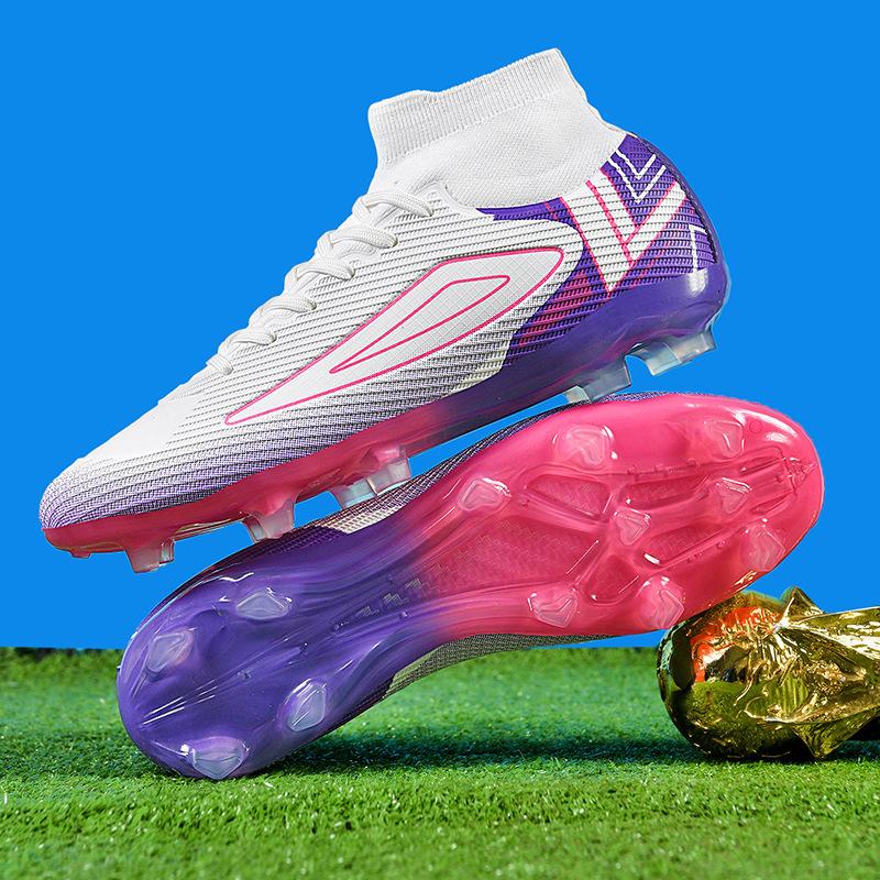 

New seamless fly-woven high-top football shoes men s and women s spikes adult grass youth professional training shoes 44