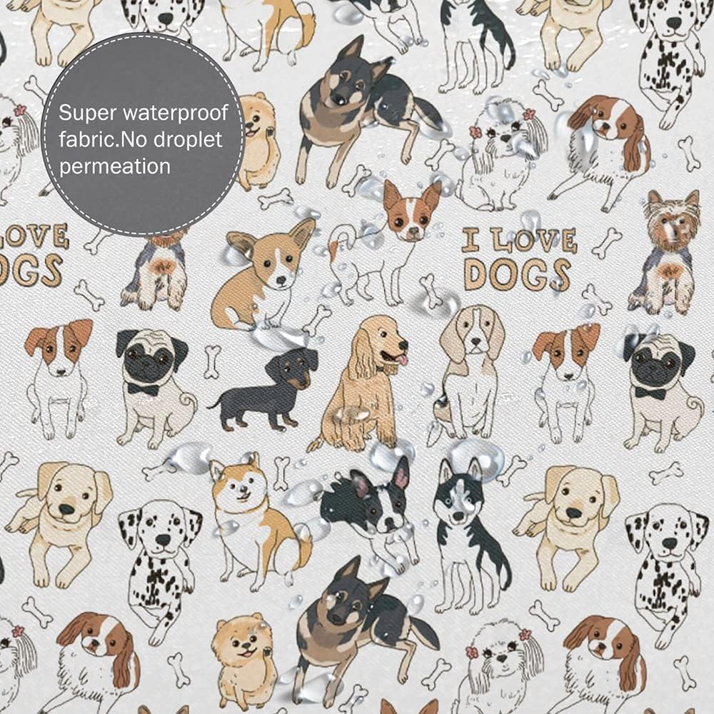Cute Dog Shower Curtain For Kids Girls Boys Bathroom Decor, Funny Animals Puppy Dog Lovers Gift Bathtub Curtains Set, Vintage
