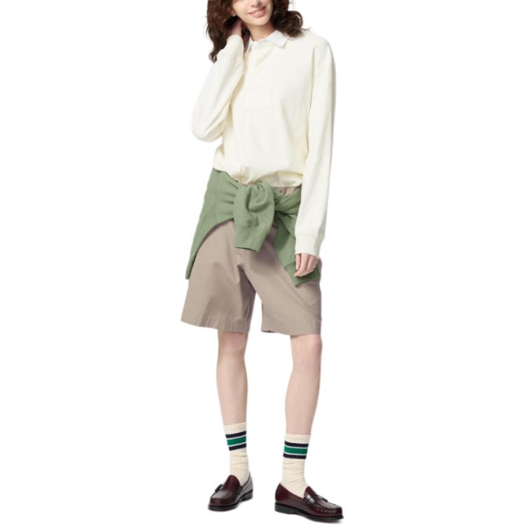 Uniqlo X JW Anderson Collaboration SS25 Embroidered Logo Long Sleeve Polo Shirt Unisex tops White 476226-01