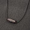Women's Silver-Luster Obsidian Nine-Eyed Dzi Pendant Necklace with Adjustable Cord