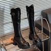 Women's new autumn style V-neck long tube boots with a knee length and thick sole height increasing fashion boots