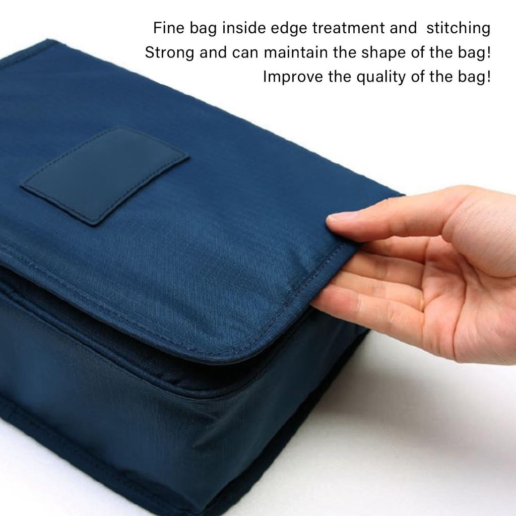 Hanging Toiletry Bag Cosmetic Bag Foldable Makeup Bag with Hook and Tote Navy Blue 24x18.5x9.5cm