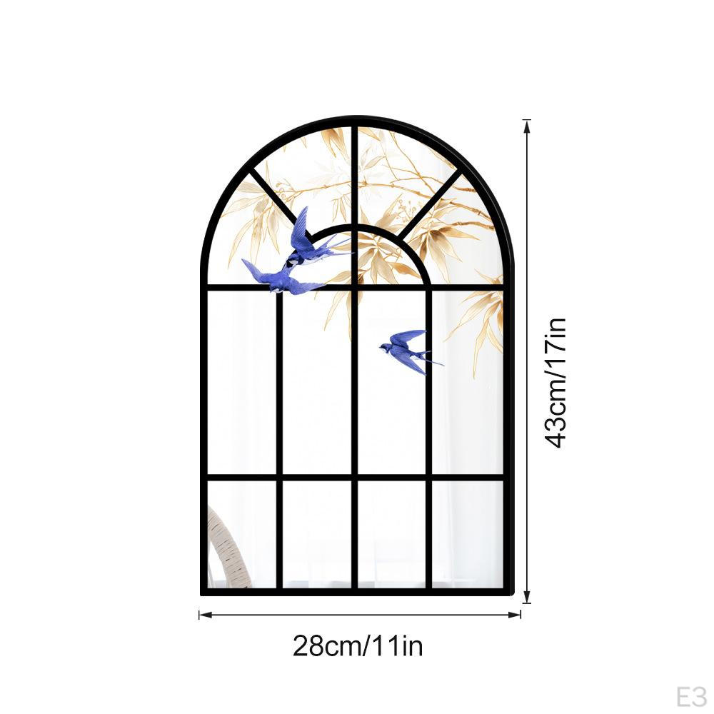 Arch Window Mirror Simple Wooden Frame Windowpane for Living Room Home Farmhouse Decor