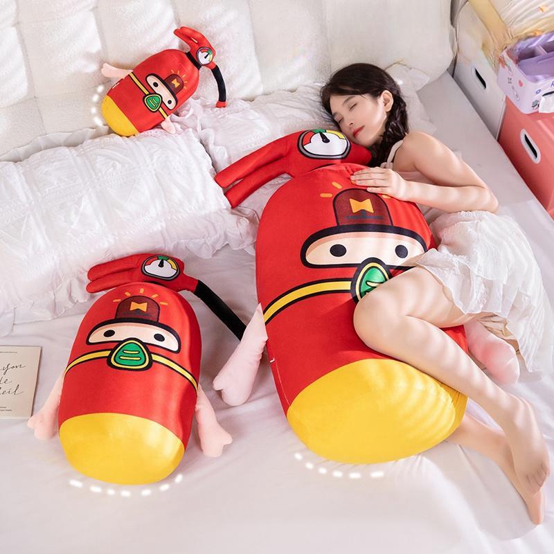 Simulation Fire Extinguisher Plush Toy Soft Red Pillows Nitrous Oxide Bottle Pillow Cushion Headrest Backrest for Home Decor