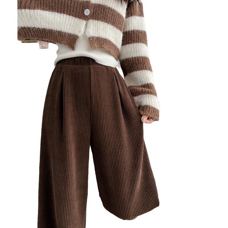 

Широкие брюки женские весна и осень женская одежда новые свободные прямые драпированные повседневные длинные брюки с ленивой уборкой M