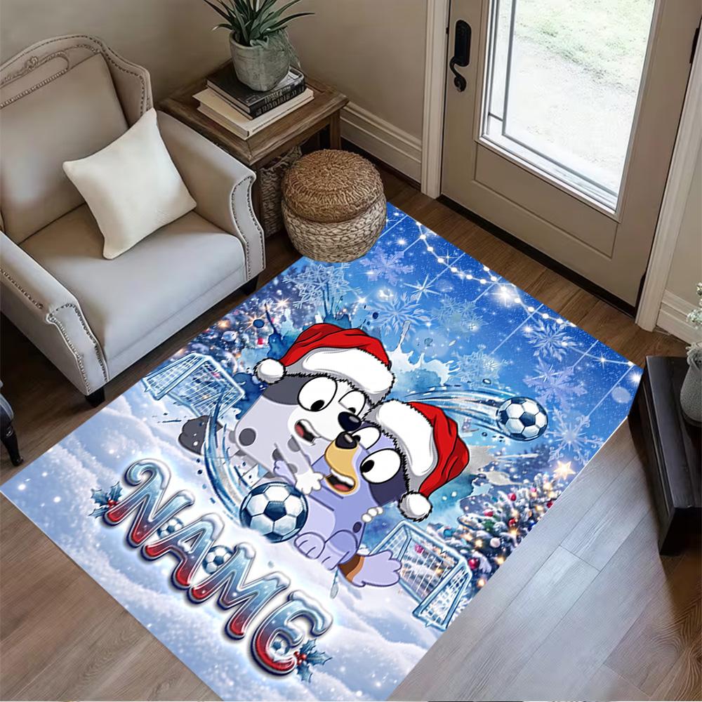 Winter Soccer Fun Personalized Name Floor Rug Office Rug Suitable for Study room Hallway Dining Room Living Rooms Anti-slip Rug Decorate Offices