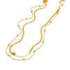 Retro Minimalist Double-Layer Gold Bead Titanium Necklace - Light Luxury Clavicle Chain Jewelry