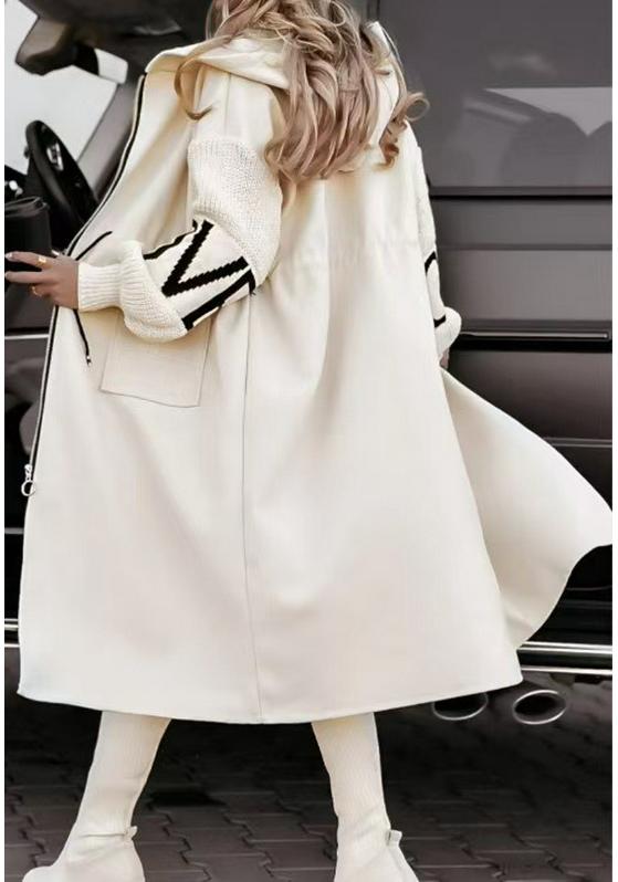 2024 Herfst/Winter Casual Damesjas met Capuchon, Lang, Gedeeld - Europese/Amerikaanse Mode