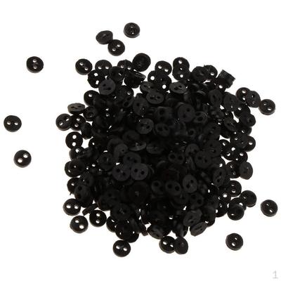 Set of 300 Pieces 4mm 2 Holes Round Mini Buttons Doll Diy Black