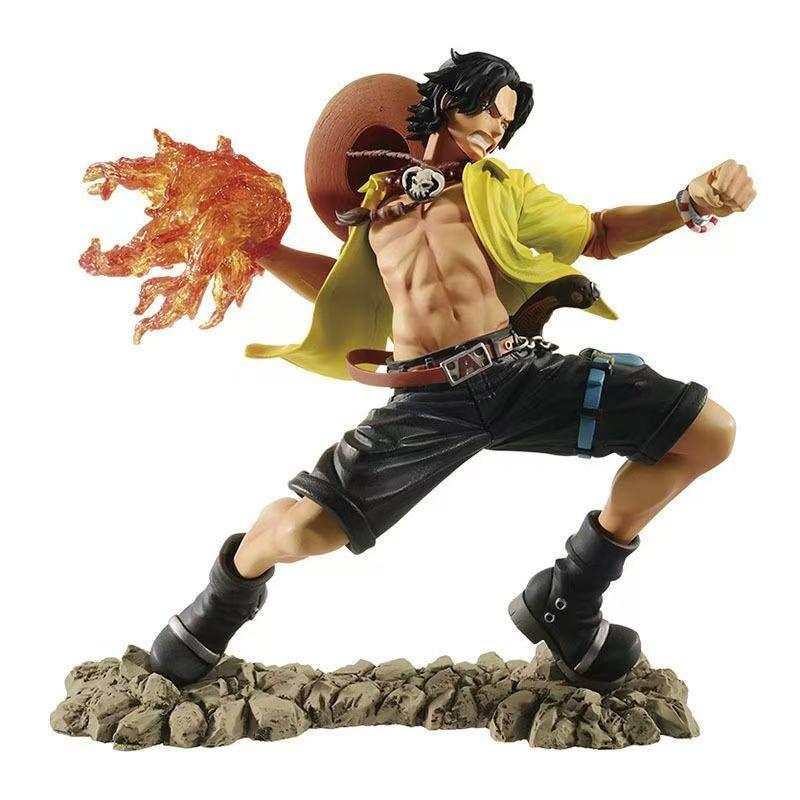 15cm Anime One Piece Luffy Fire Fist Ace Battle Figure Scene Action Figurine Collection Model Dolls Birthday Toys Gifts