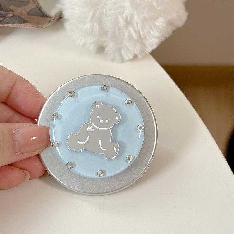 Little Fresh Girl Magnetic Attraction Applies To Magsafe Creative Round Ring Solid Color Round Bear Mirror