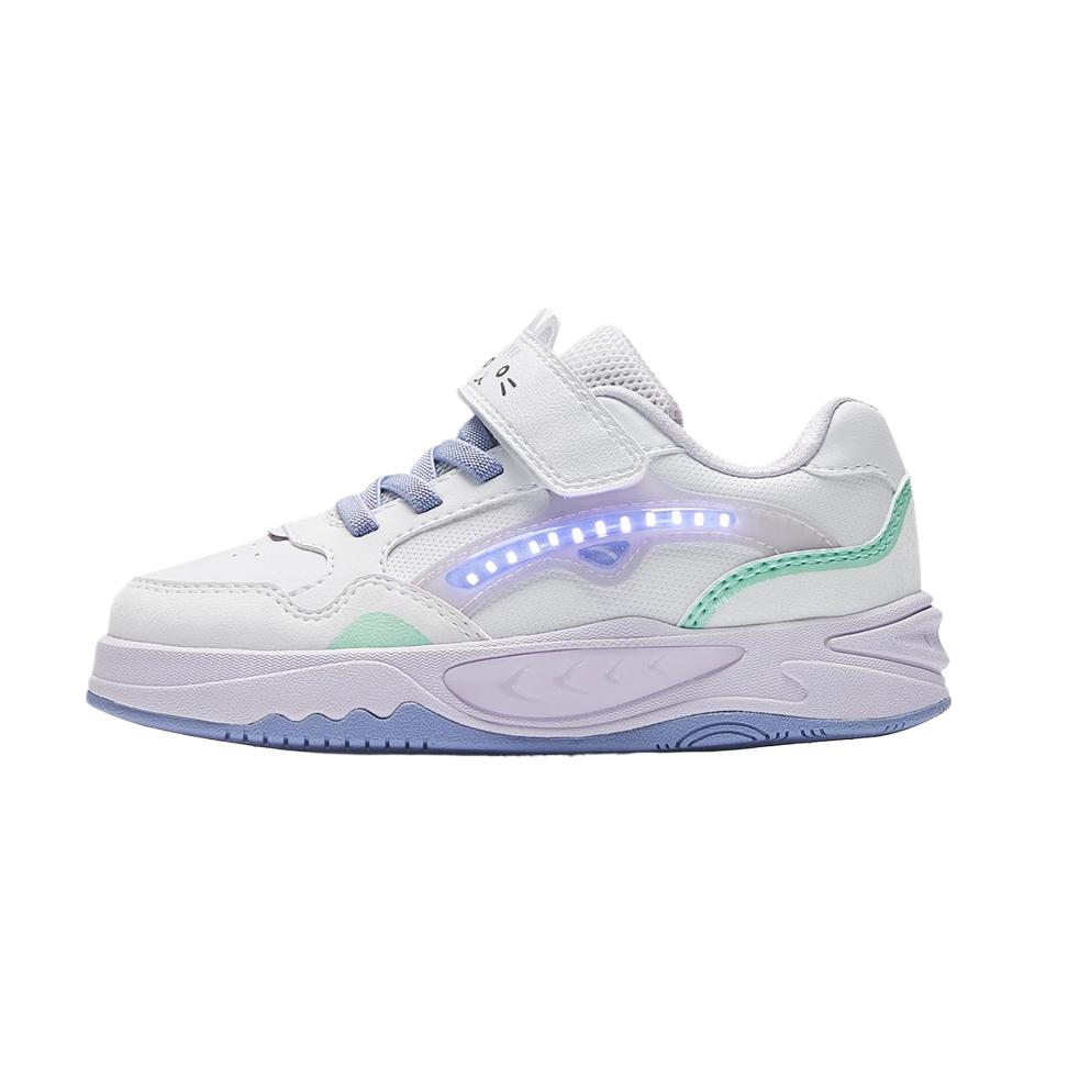 Anta Kids Fashion Trendy Versatile Kids Skate Shoes Kids Sneakers Anta-White Misty-Purple Brocade-Green 322539931-4