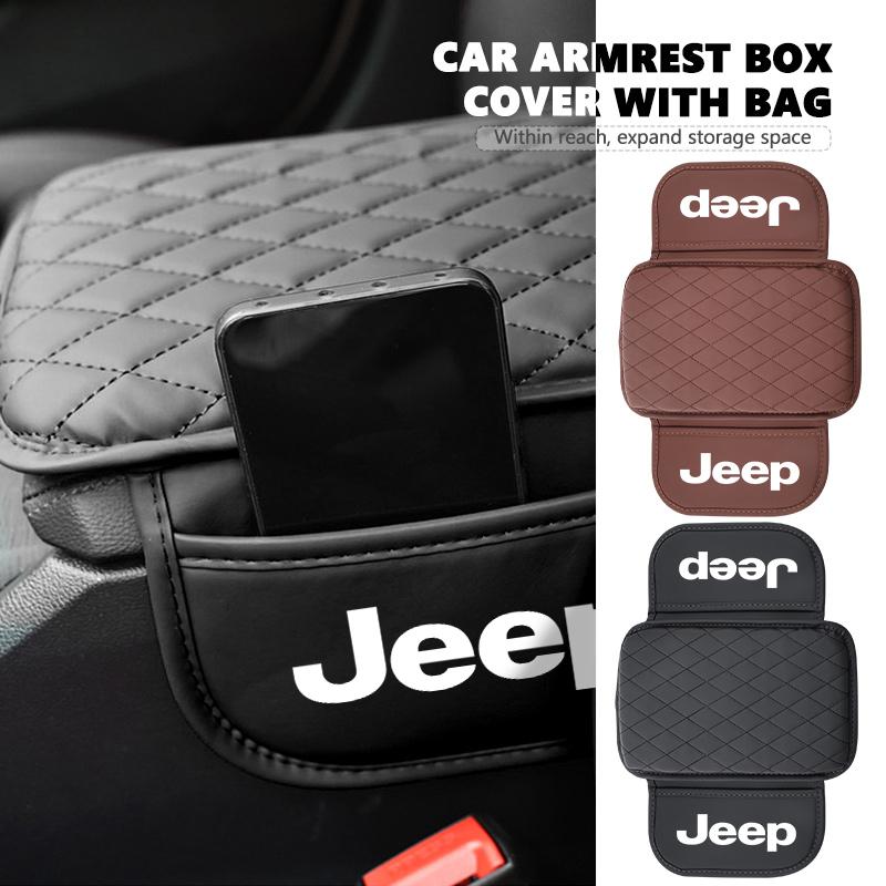 Car Armrest Box Pad Auto Protective Armrest Mat Storage Bag Interior Accessory For Jeep Grand Cherokee Wrangler JK Renegade