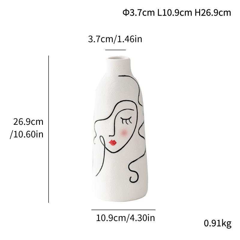 Flower Vase Plain White Ceramic Vases Abstract Face Modern Decorative Design Simple Creative Home Decoration Ornaments