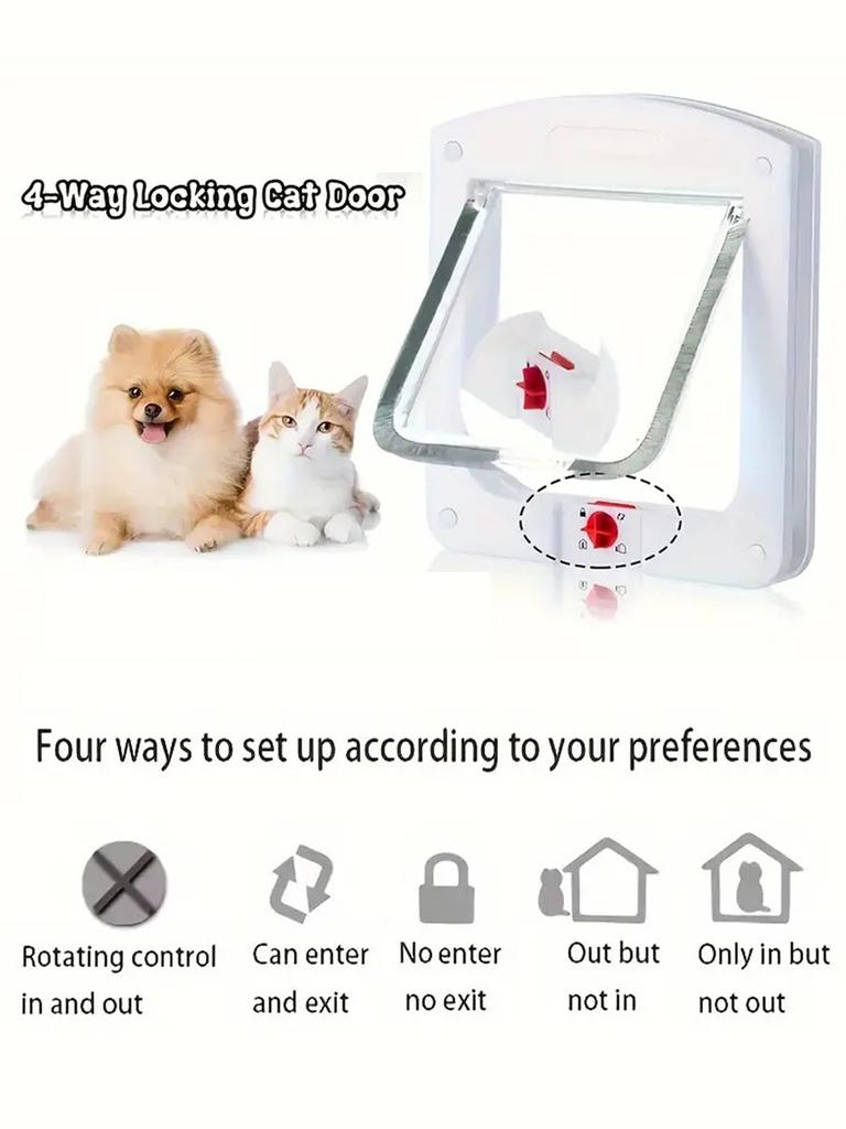 1pc Pet Door, Dog Door Hole,Cat Door Flap, 4-Way Rotary Lock,Pet Two-way Door For Small Medium Cats and Dogs
