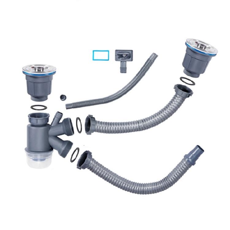 Pack Of 2 Kitchen Sink Drain Set Featuring Removable Basket and Sealing Stoppers In Sturdy Stainless Steel Materials