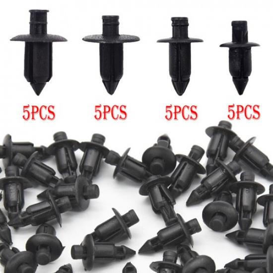 20× Car Push Retainer Pin Body Bumper Rivet Trim Moulding Clip Accessories Kit