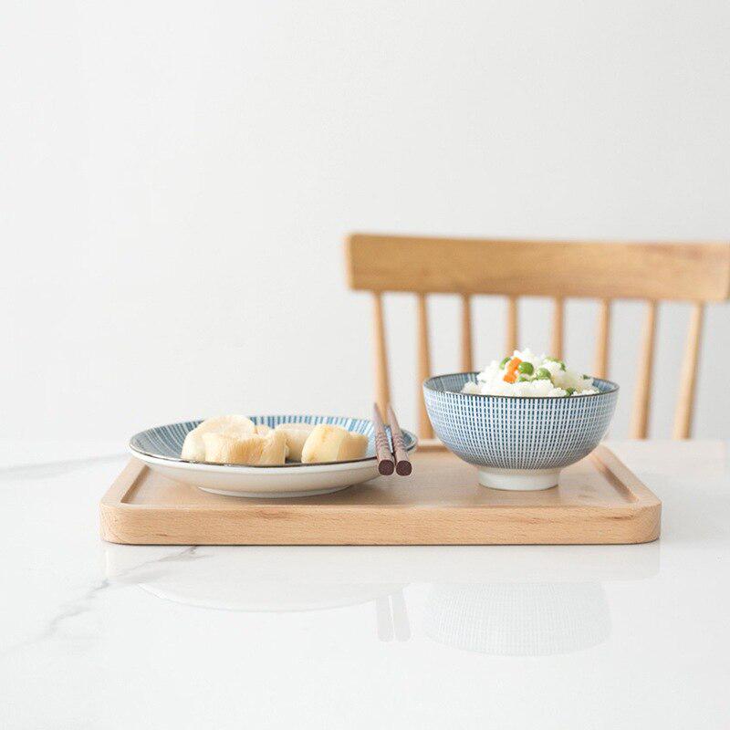 Wood RectangularTableware Serving Tray Decorative Food Holder Storage Tray