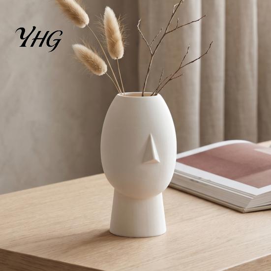 Geometric Texture Vase 3D Printed Minimalist Face Vase, Abstract Human Head Flower Shape Modern Art Decorative for Home Desktop Shelf Decor Ornament