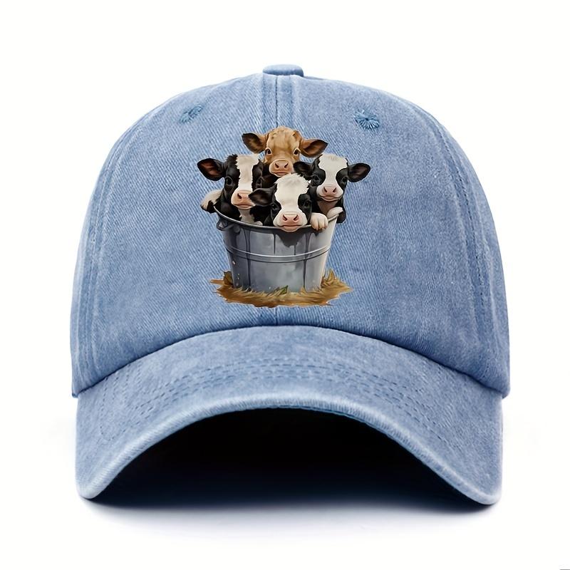 

Cute cow print baseball cap with adjustable brim for outdoor sun protection and casual duckbill cap suitable for men and women Adjustable небесно-голубой