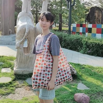 Foldable Reusable Cartoon Tote - Large Capacity 210D Oxford Cloth Shopping Bag