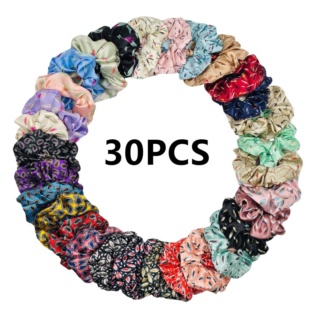 50/40/30 Stück/10 Stück Haargummis für Frauen Mädchen Plüsch Elastisches Band Gummiband Weihnachten Weihnachtsmann Accessoires Flauschiger Kunstpelz Satin