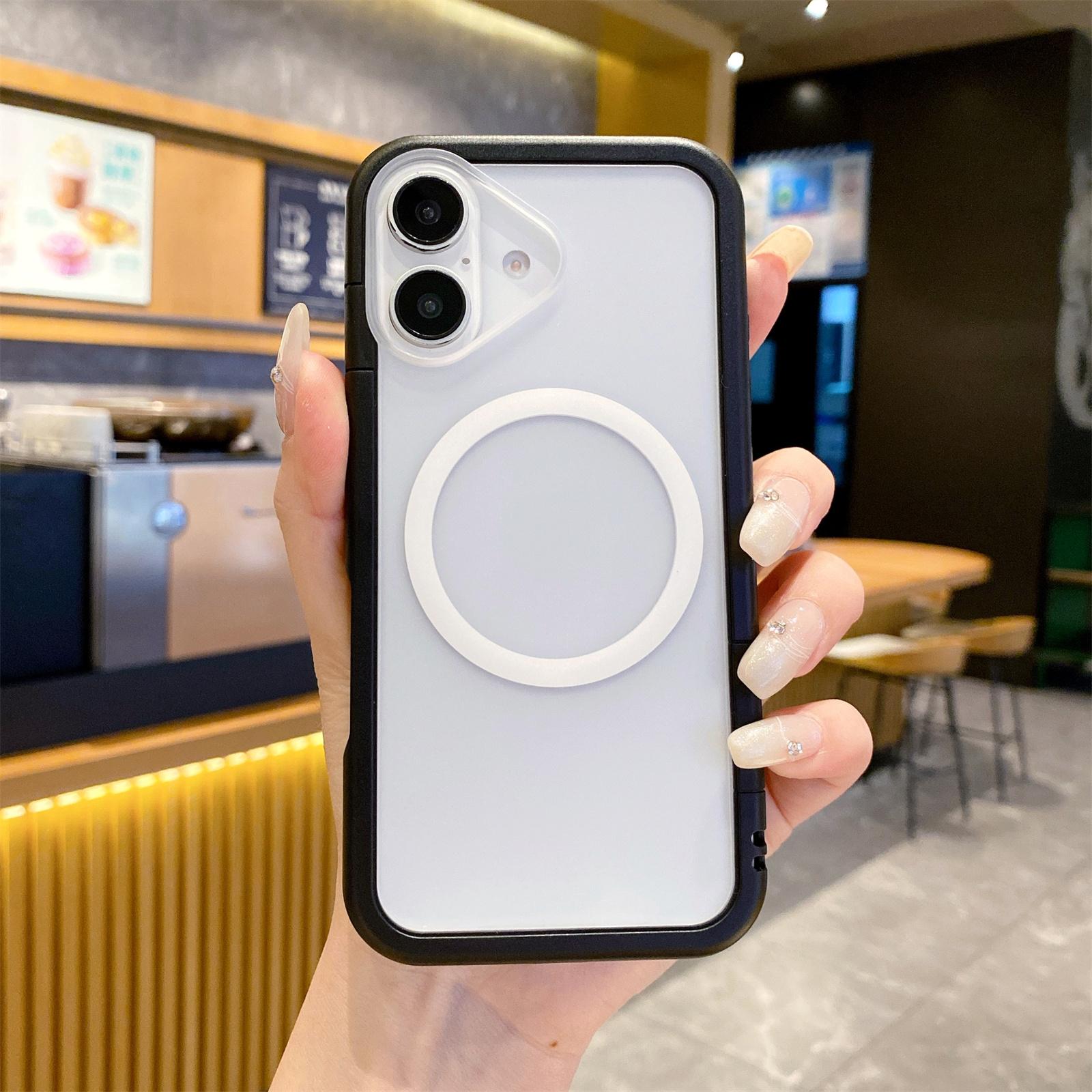 

For iPhone 16 Plus Case Compatible with MagSafe Detachable 2-in-1 TPU+PC Clear Phone Cover Black