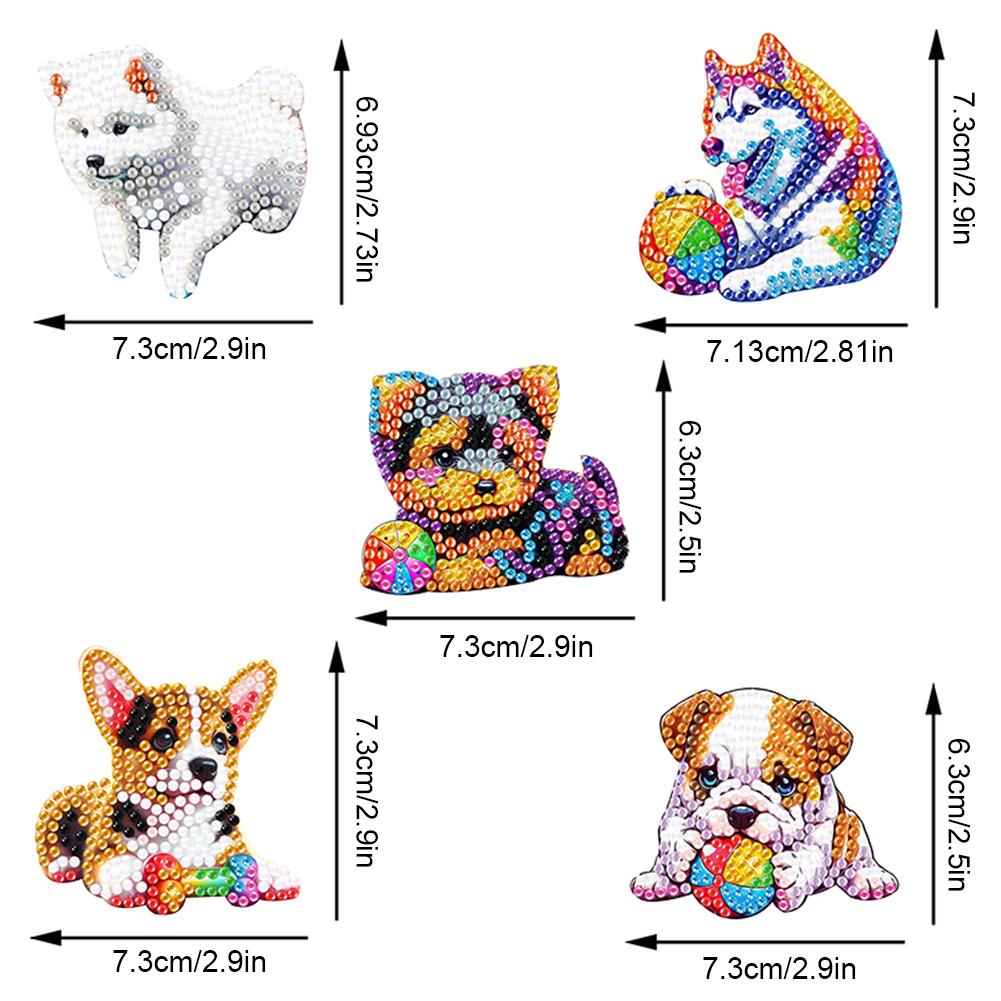 5Pcs Double Sided Animal Feather Diamond Painting Keychain Diamond Painting Art Keychain Pendant for Beginners Adults