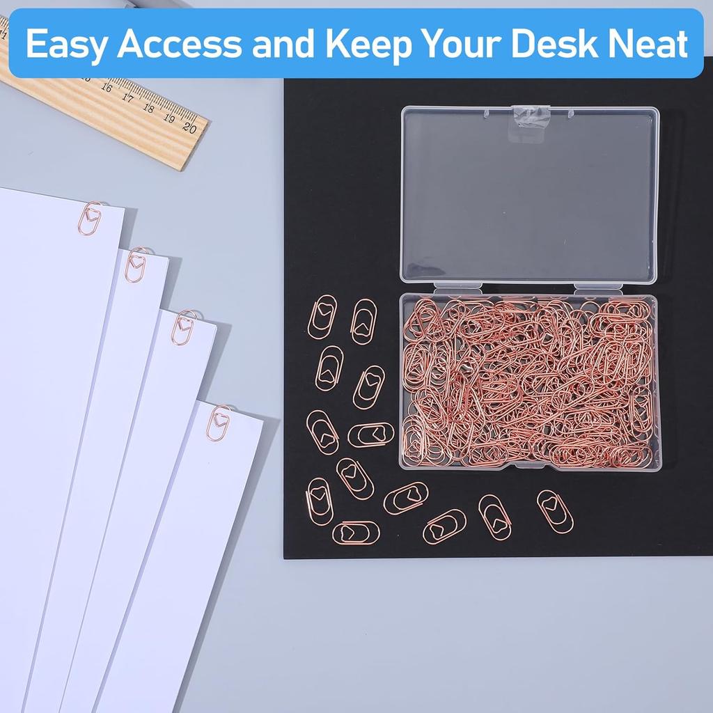 200 Pcs Heart Paper Clips, Gold Paper Clips Paperclips Small Papers Clip Cute Mini Paperclips for Office Home Desk Paperwork Organizers DIY Crafts