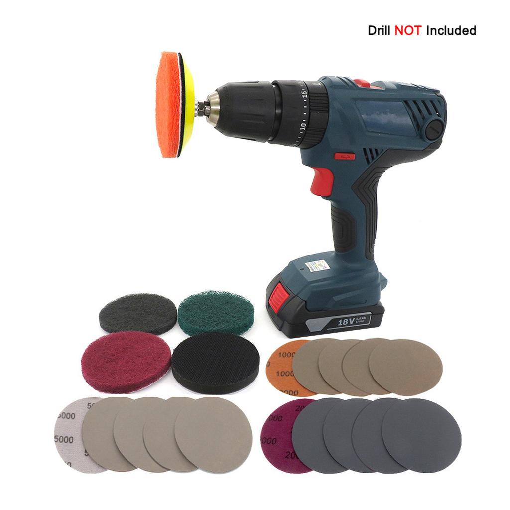 21PCs MultiGrit Sandpaper Pad Set Polishing Sanding Discs Auto Headlight Repair Tool Plastic Restoration Accessories
