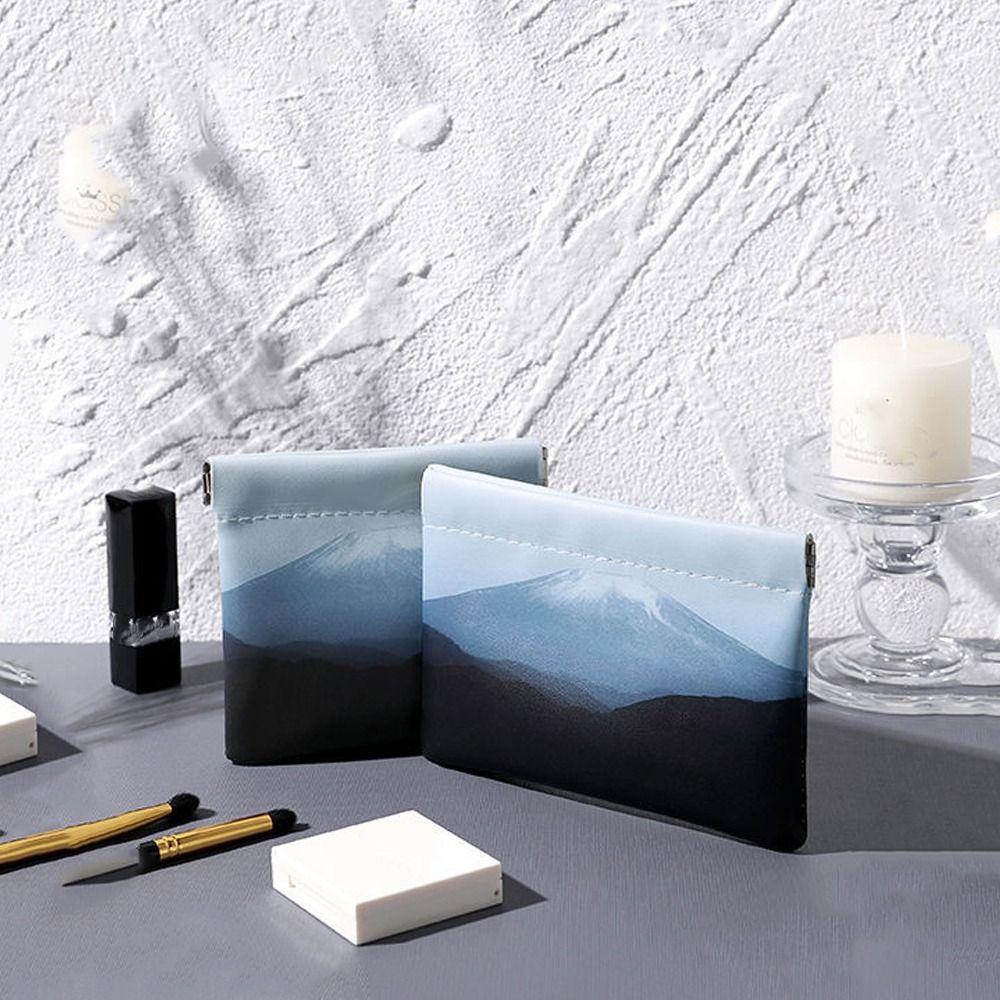 

Leather Self-closing Coin Purse Large Capacity Mini Makeup Bag Cosmetic Lipstick Bag Female/Male